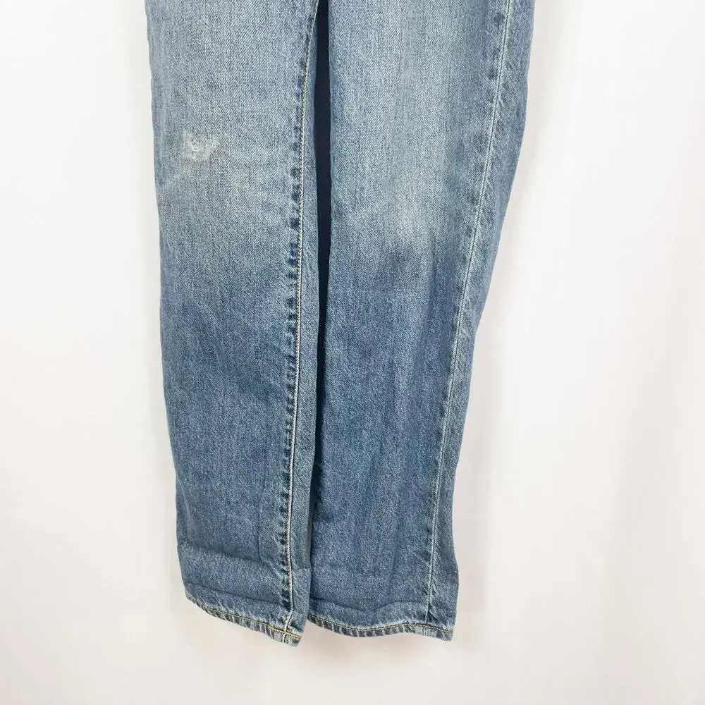 GAP Kids Distressed‎ Jean Overalls L Medium Indigo Denim